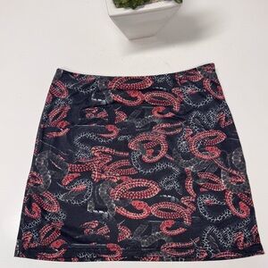 Stylish Black and Red Patterned Skirt
